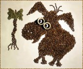 Cartoonist from coffee beans